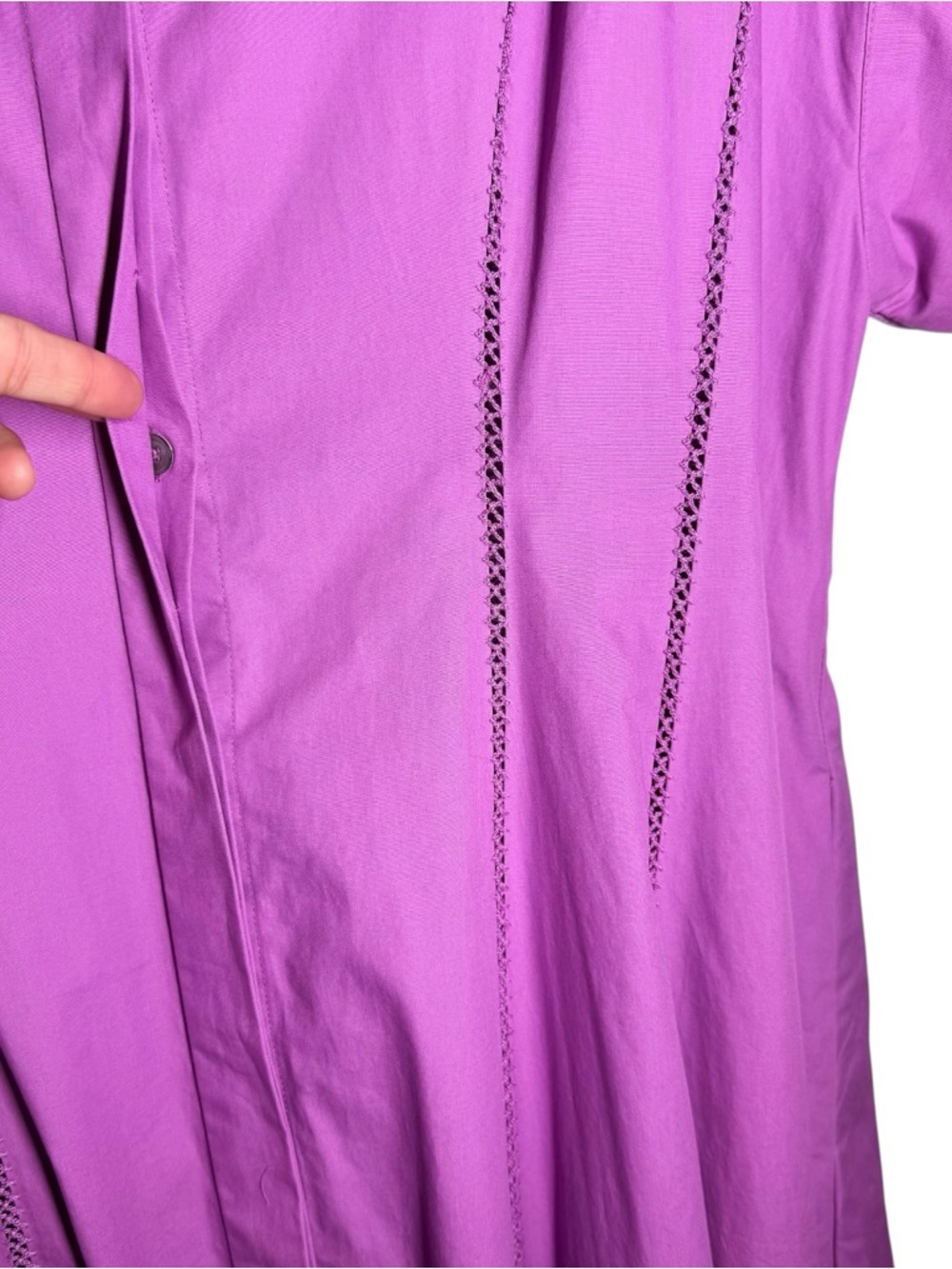 Co Collection Orchid Purple Cotton Button Front Midi Shirt Dress - XL - Picture 12 of 13